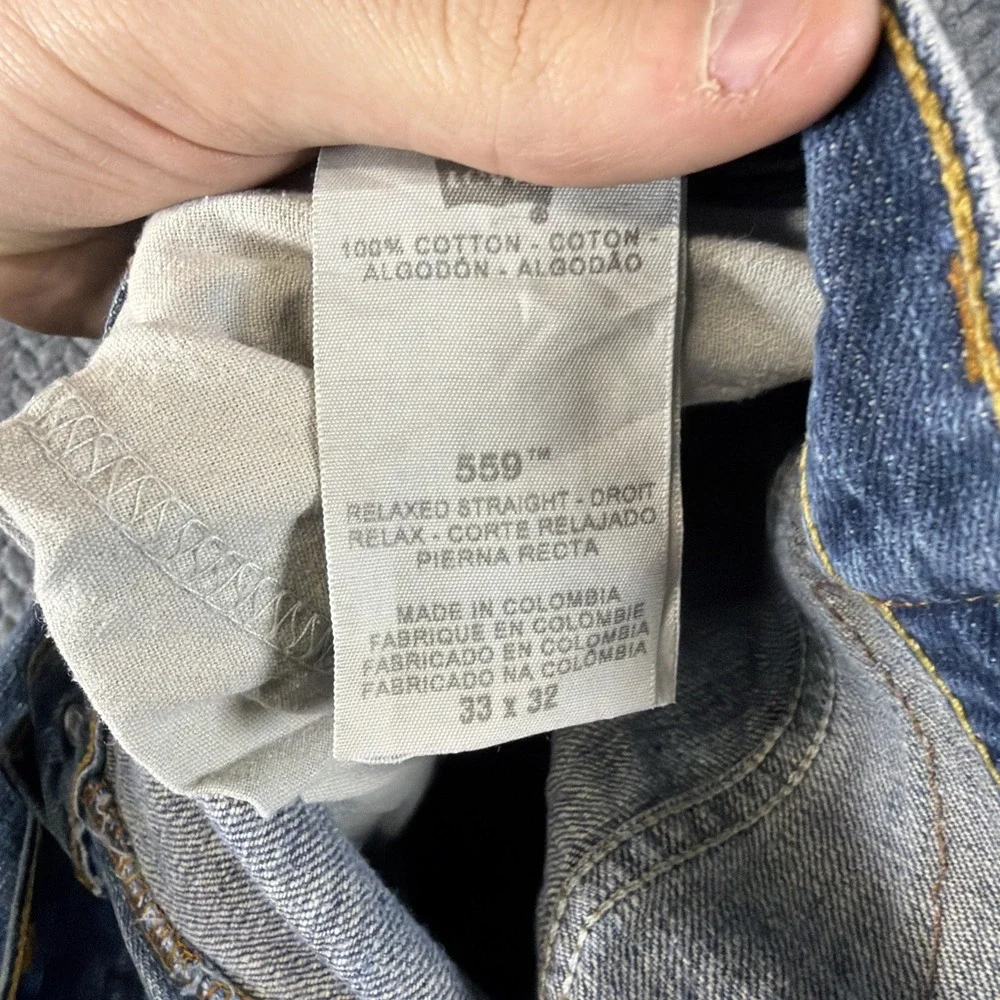 Levis 559 Jeans Mens 33x32 Blue Medium Wash Relaxed Straight Leg‎ Stretch Denim